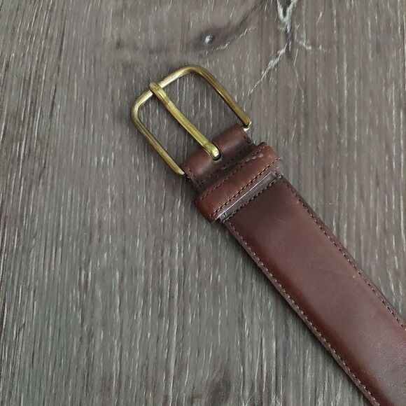 Vintage Dooney & Bourke Brown Leather Belt Solid Brass Buckle Made in USA 34 - Picture 3 of 7